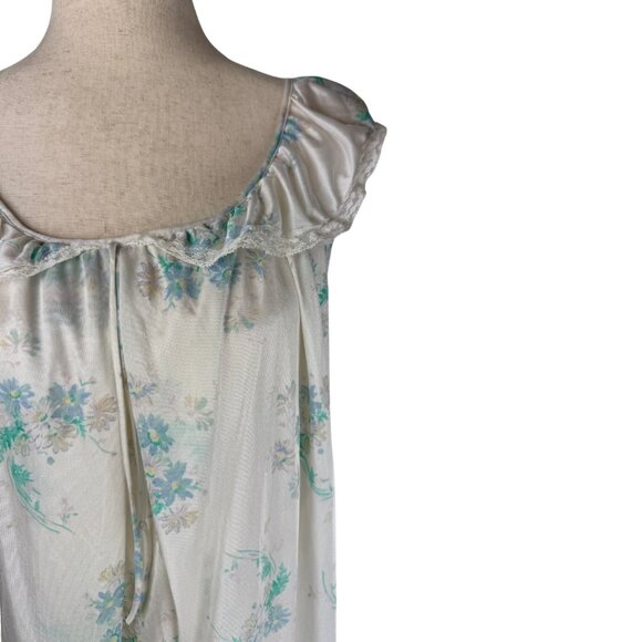 Vintage Sears Floral Satin Nightgown Maxi Dress M - Picture 3 of 7